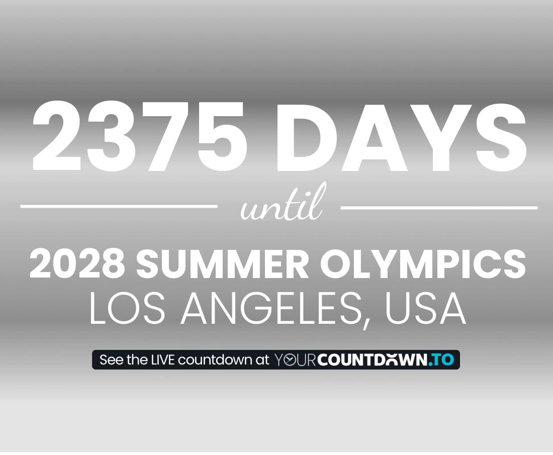 Countdown to 2028 Summer Olympics Los Angeles, USA
