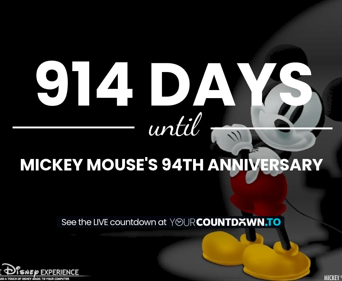 Countdown to Mickey Mouse's 93rd Anniversary