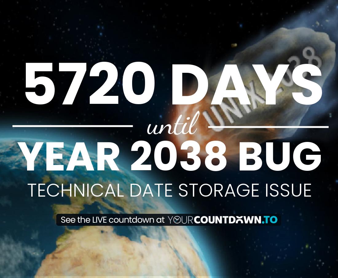 Countdown to Year 2038 Bug Technical Date Storage Issue